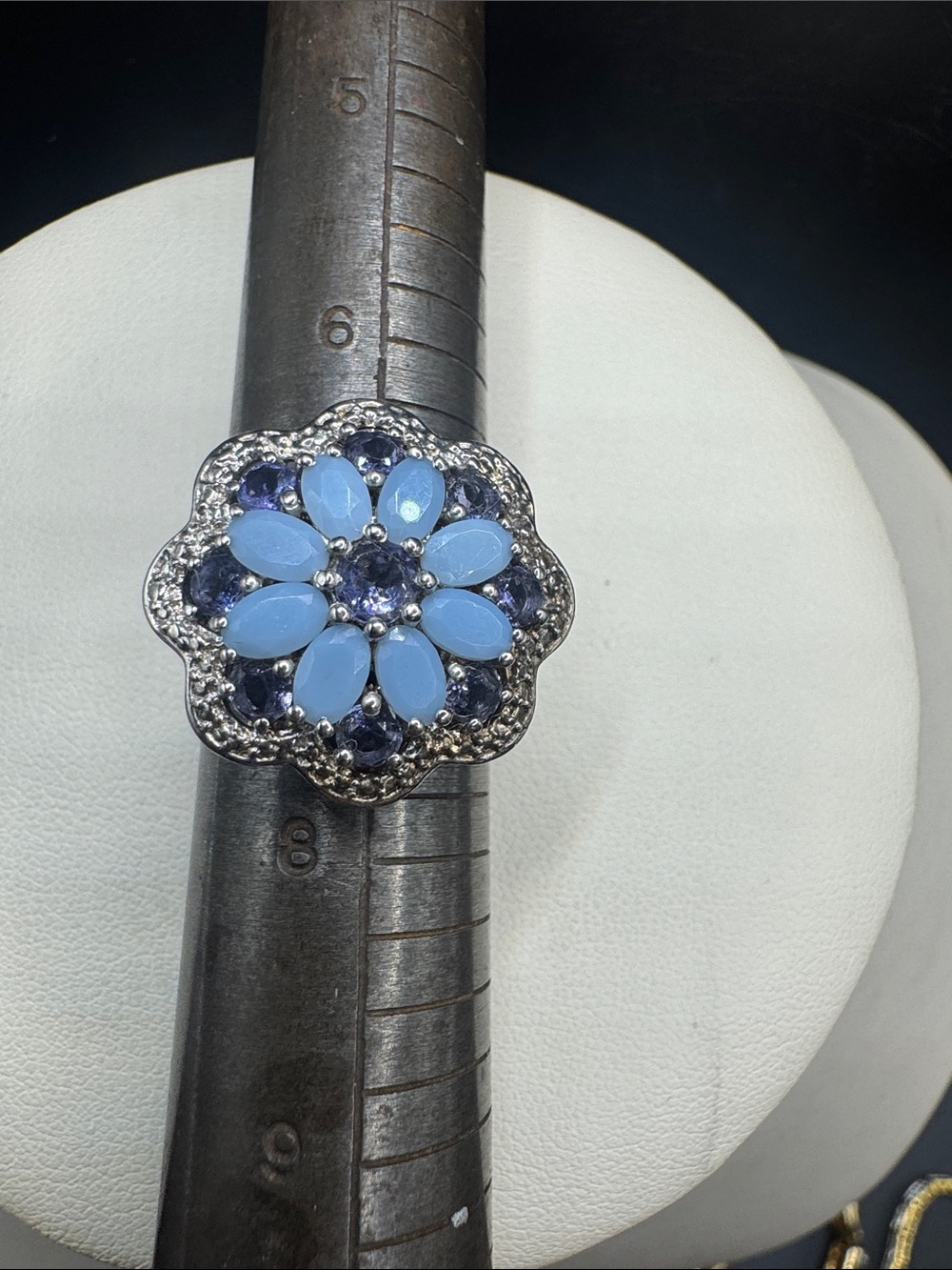 Oregon Blue Opal/Tanzanite Sterling Silver Ring - Size 7